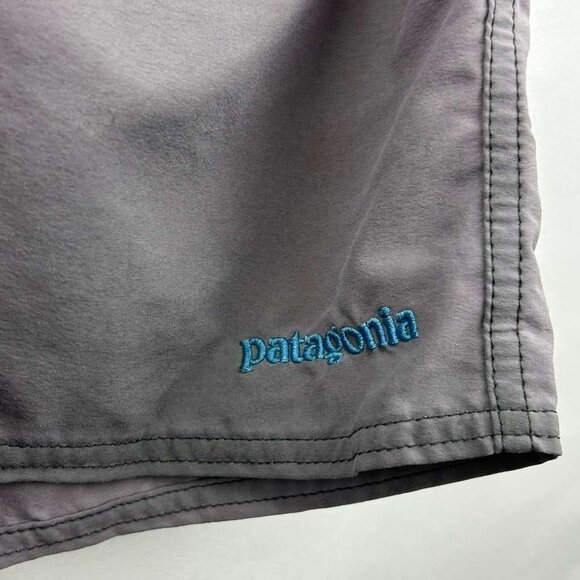 Patagonia Men's Size 32 Gray Blue Trim Swim Logo Shorts Drawstring Wavefarer - Picture 13 of 13